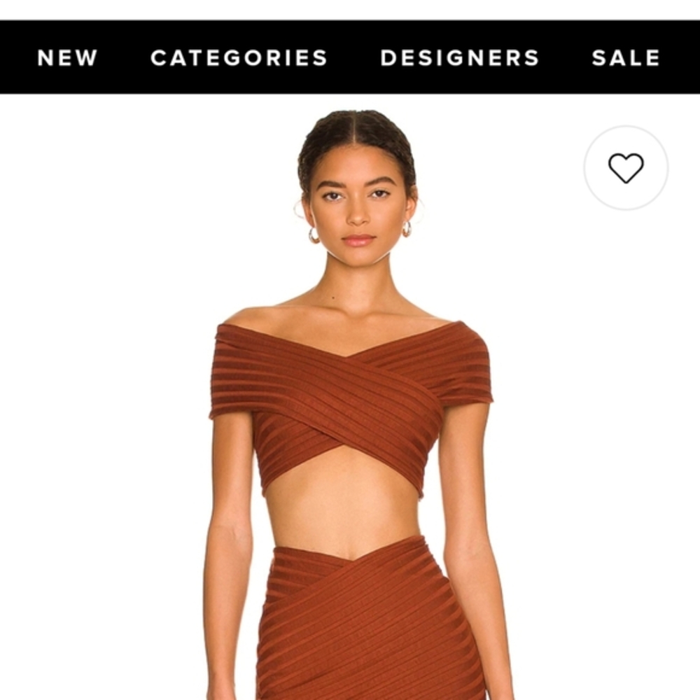 Simon Miller Ackee cross over ribbed top crop top caramel brown Sz L  Festival